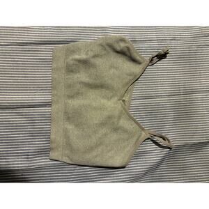 Ribbed Seamless Bralette Womens S Olive Cropped Tank Adjustable Straps Wireless